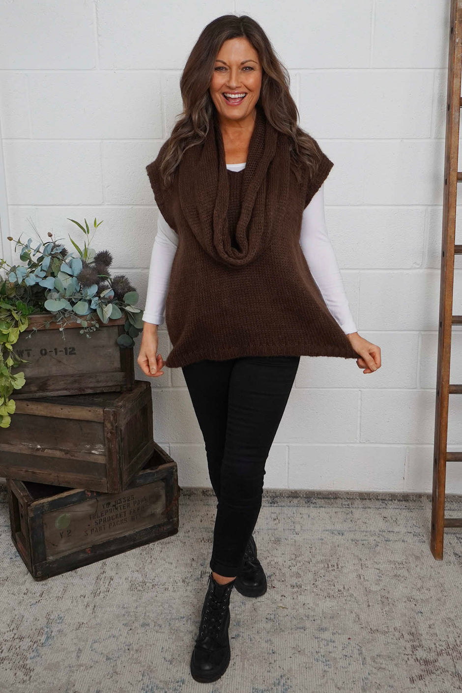 Marinda Scarf Knitted Tank Top Cocoa