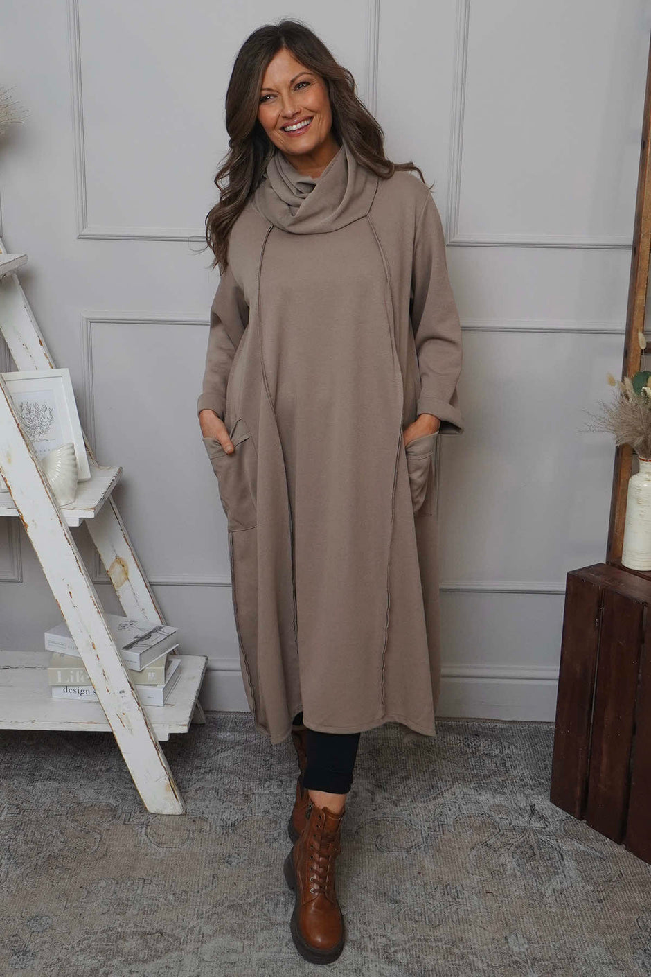 Maris Snood Cotton Dress Mocha