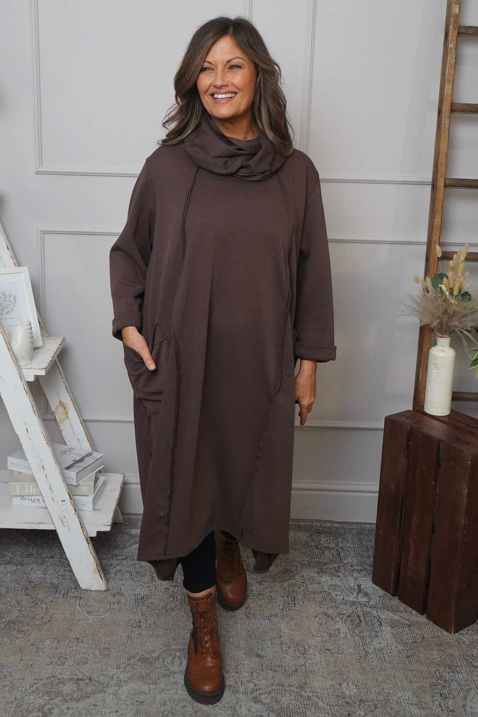 Maris Snood Cotton Dress Cocoa