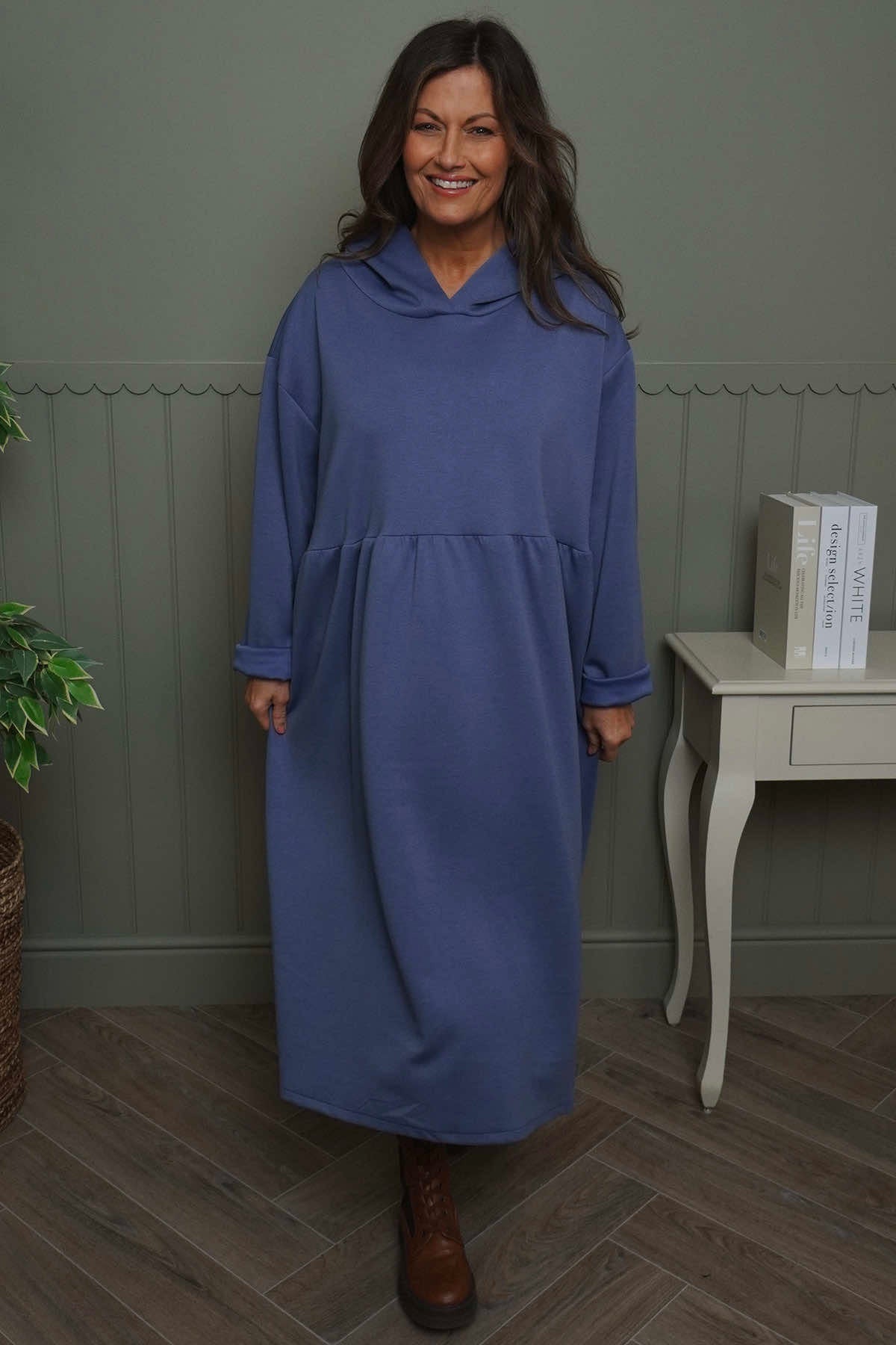 Saskia Hooded Dress Blue – Kit and Kaboodal