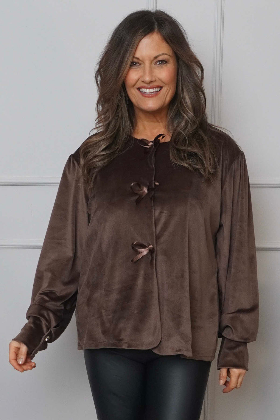 Rhona Bow Front Top Cocoa