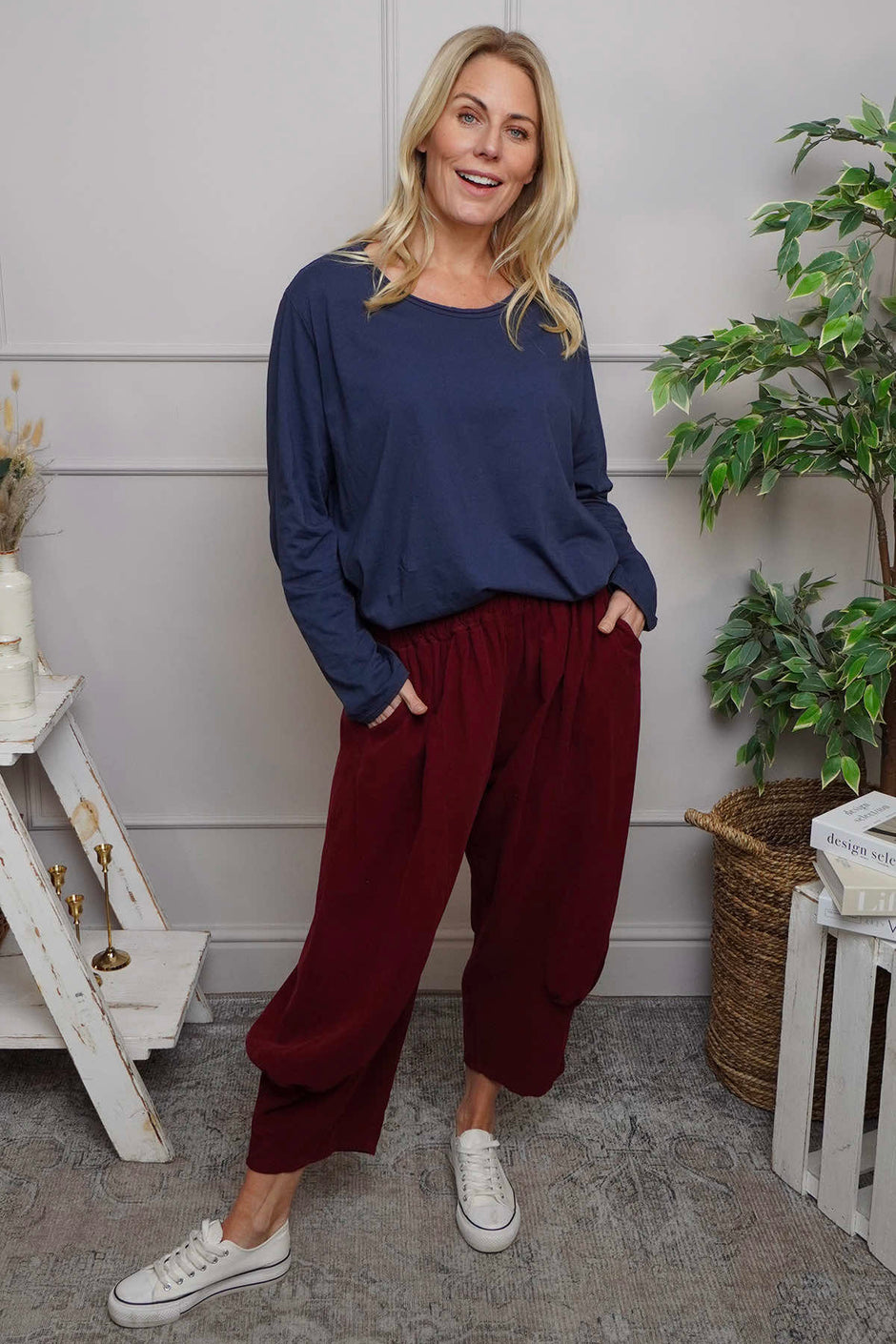 Olwen Needlecord Trousers Wine