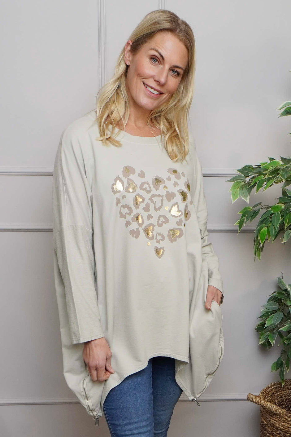 Evette Heart Cotton Top Stone