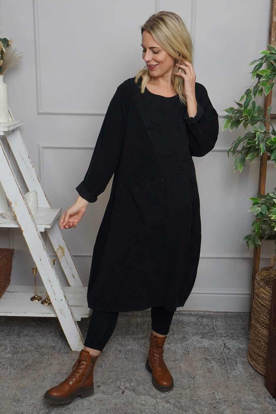 Laurie Needlecord Dress Black