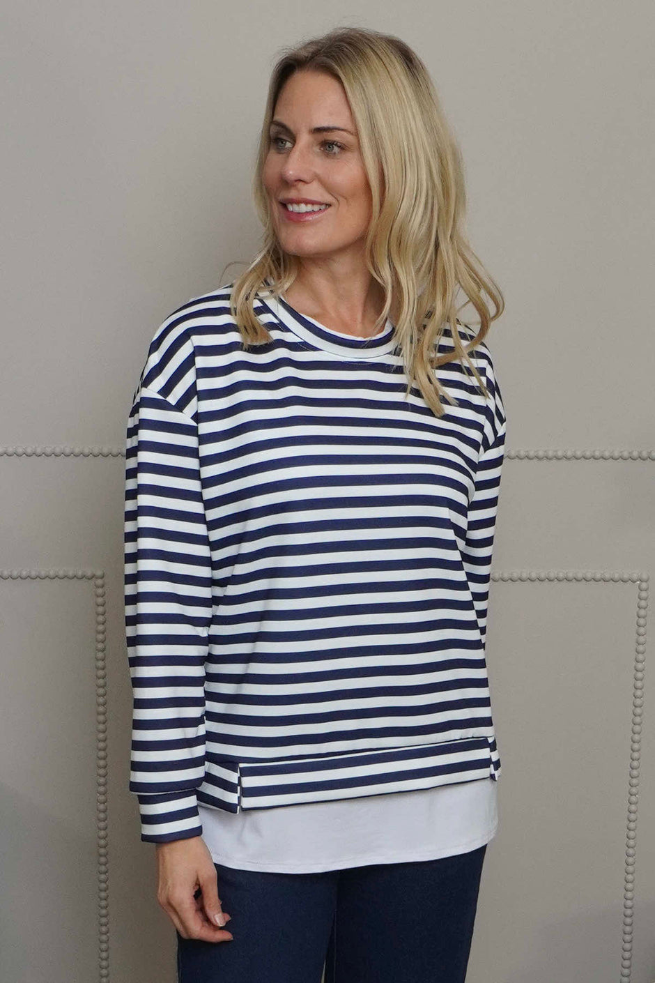 Capricia Stripe Top Navy