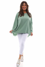 Zocca Frill Cotton Top Sage Green Sage Green - Zocca Frill Cotton Top Sage Green