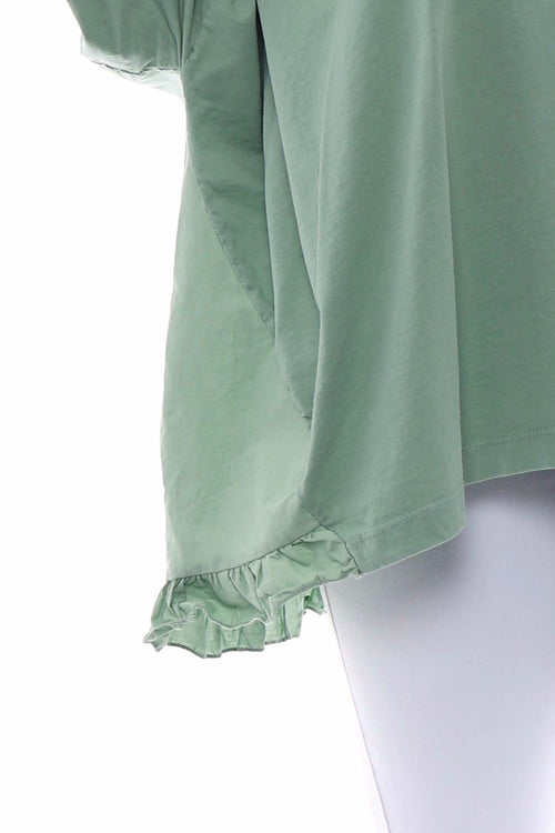 Zocca Frill Cotton Top Sage Green - Image 4