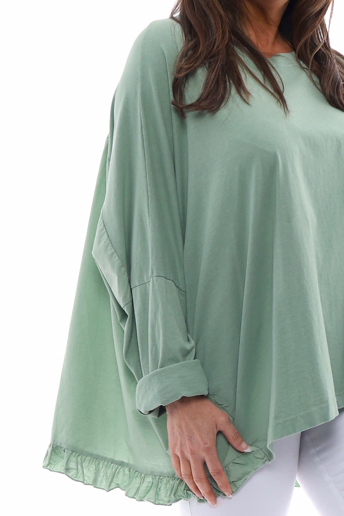 Zocca Frill Cotton Top Sage Green