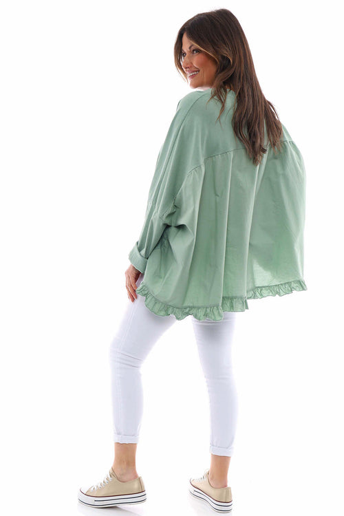 Zocca Frill Cotton Top Sage Green - Image 6