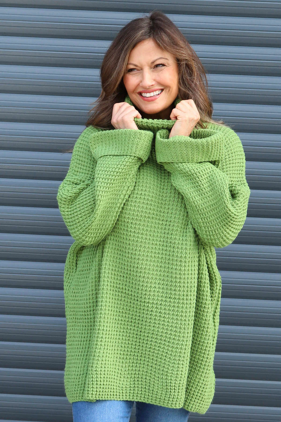 Romilly Polo Neck Knitted Jumper Olive