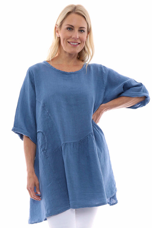 Lanton Linen Dress Denim Blue - Image 3