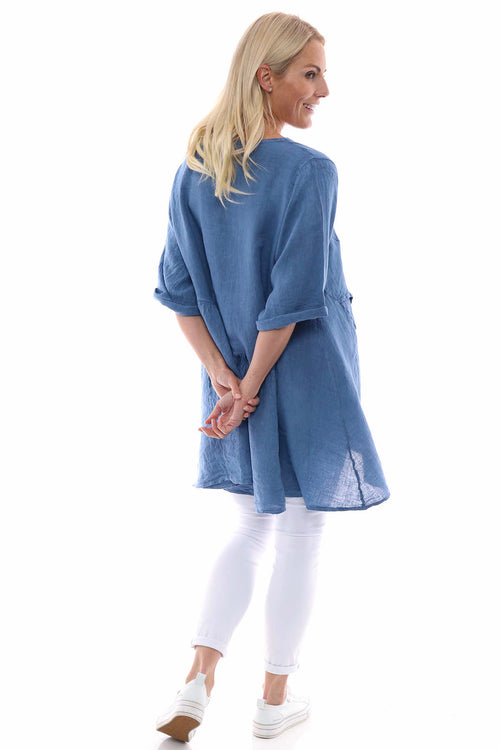 Lanton Linen Dress Denim Blue - Image 8