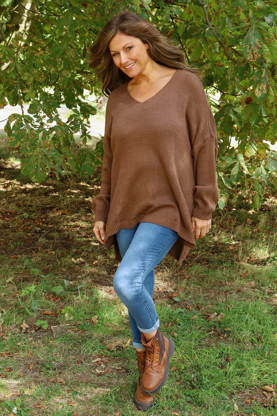 Josephine V-Neck Knitted Jumper Cocoa