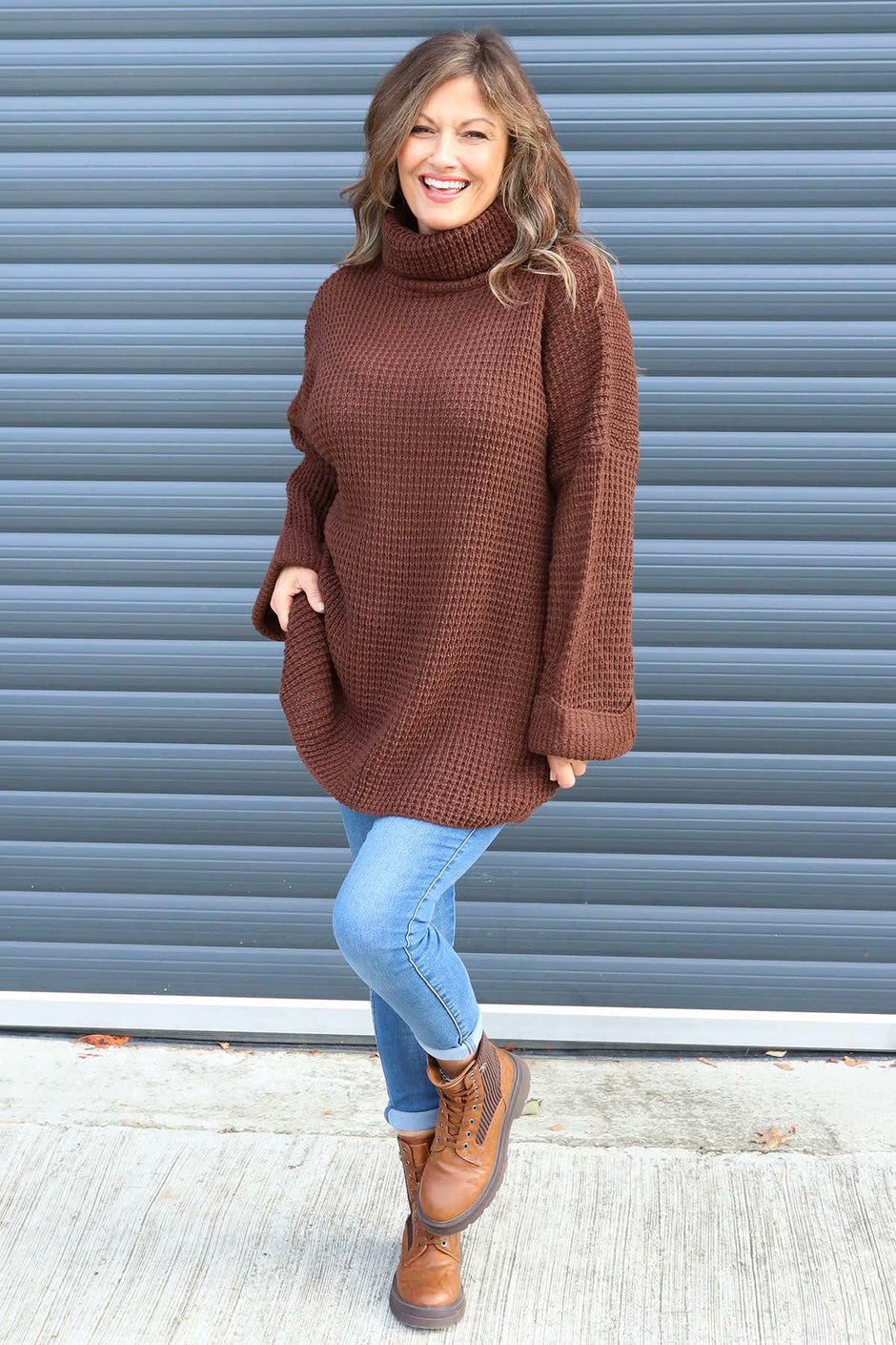 Romilly Polo Neck Knitted Jumper Cocoa