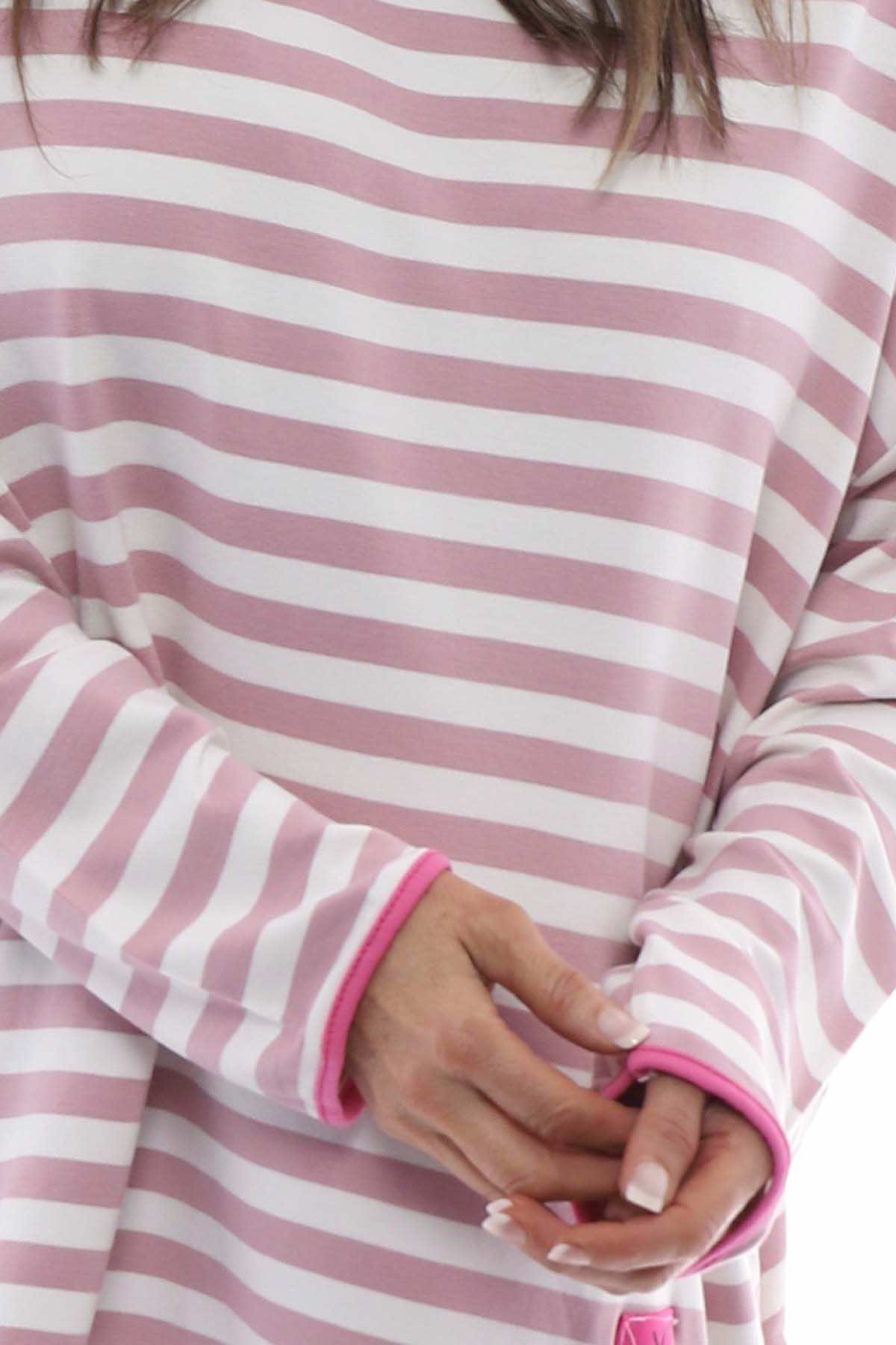 Francia Stripe Cotton Top Dusky Pink