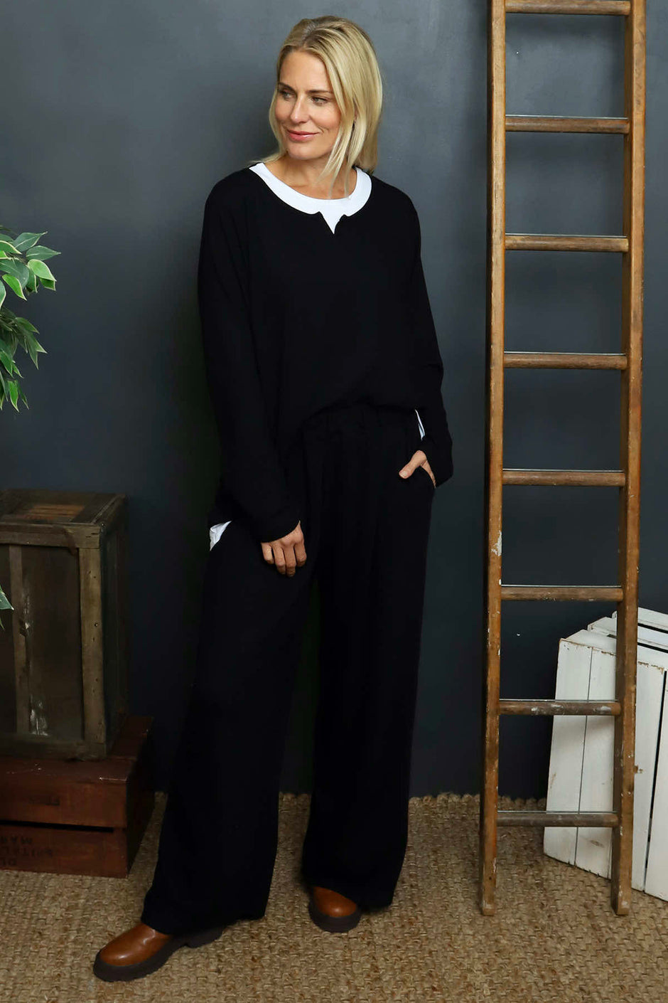 Rehema Wide Leg Trousers Black