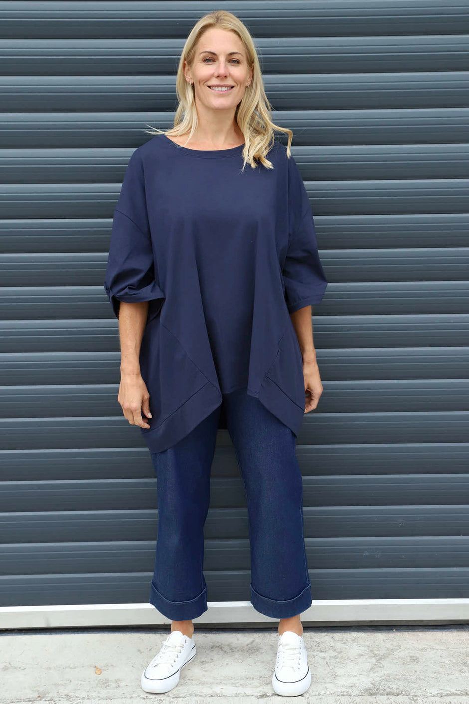 Bianca Cotton Top Navy