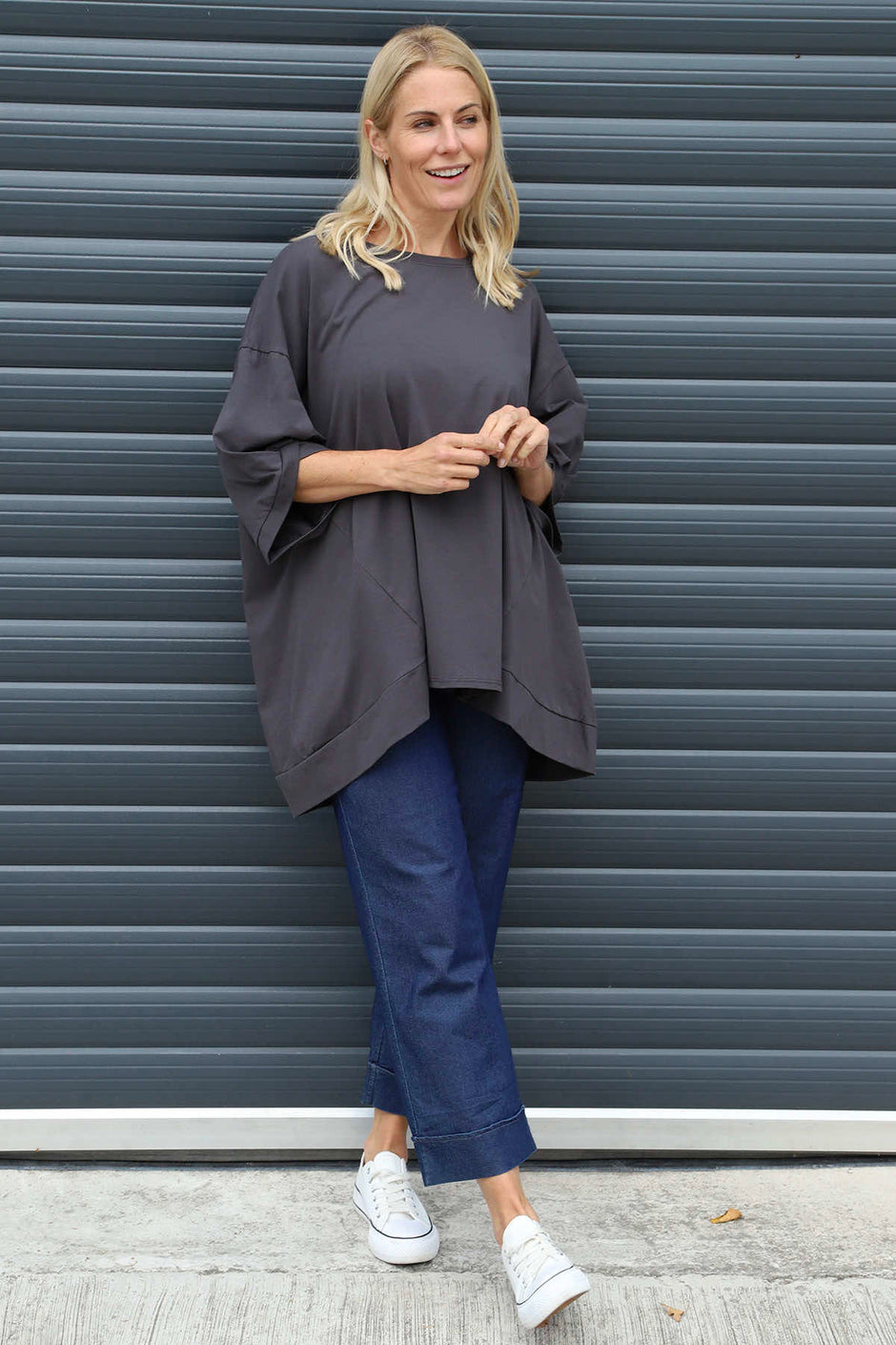 Bianca Cotton Top Charcoal