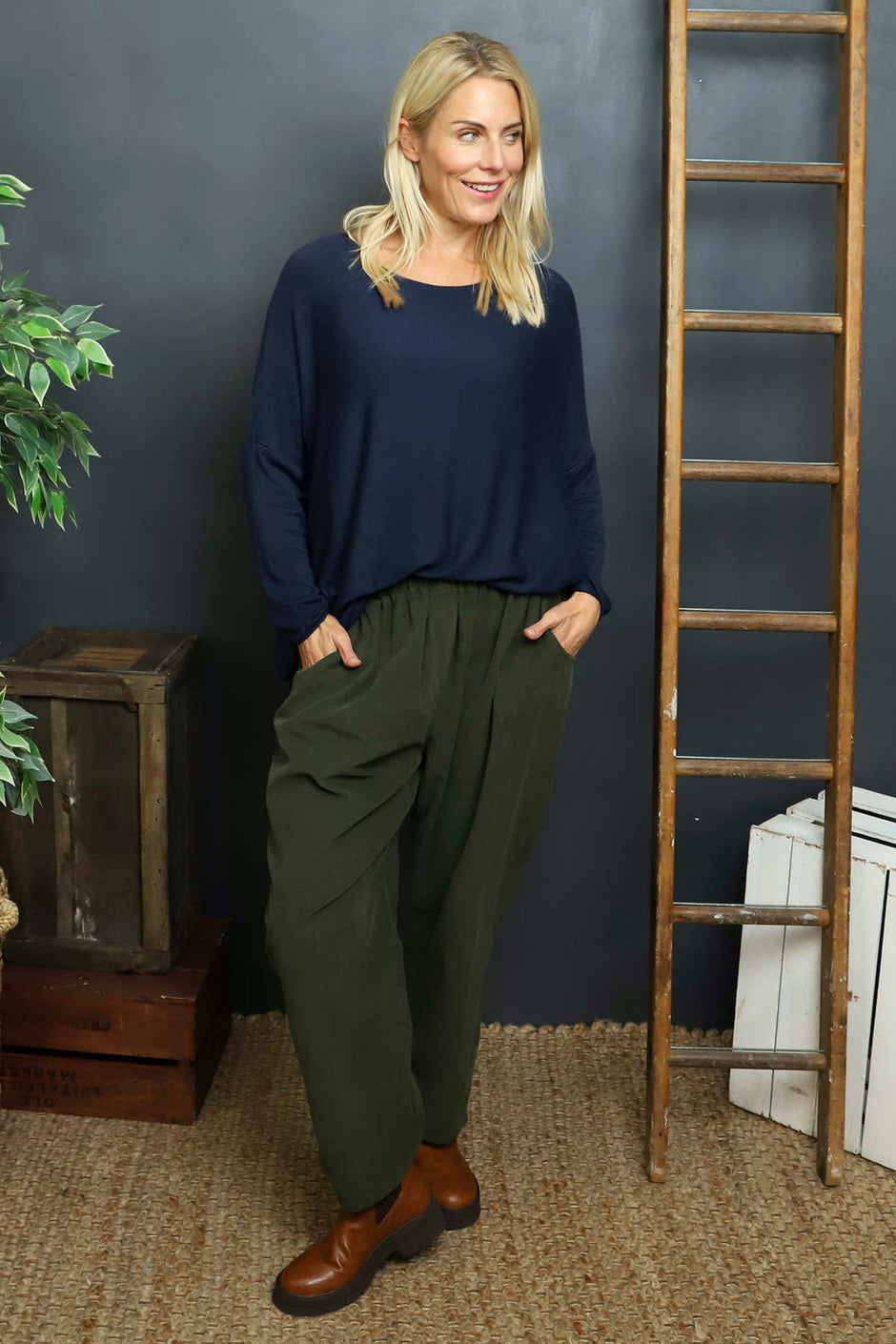 Myleene Needlecord Trousers Khaki