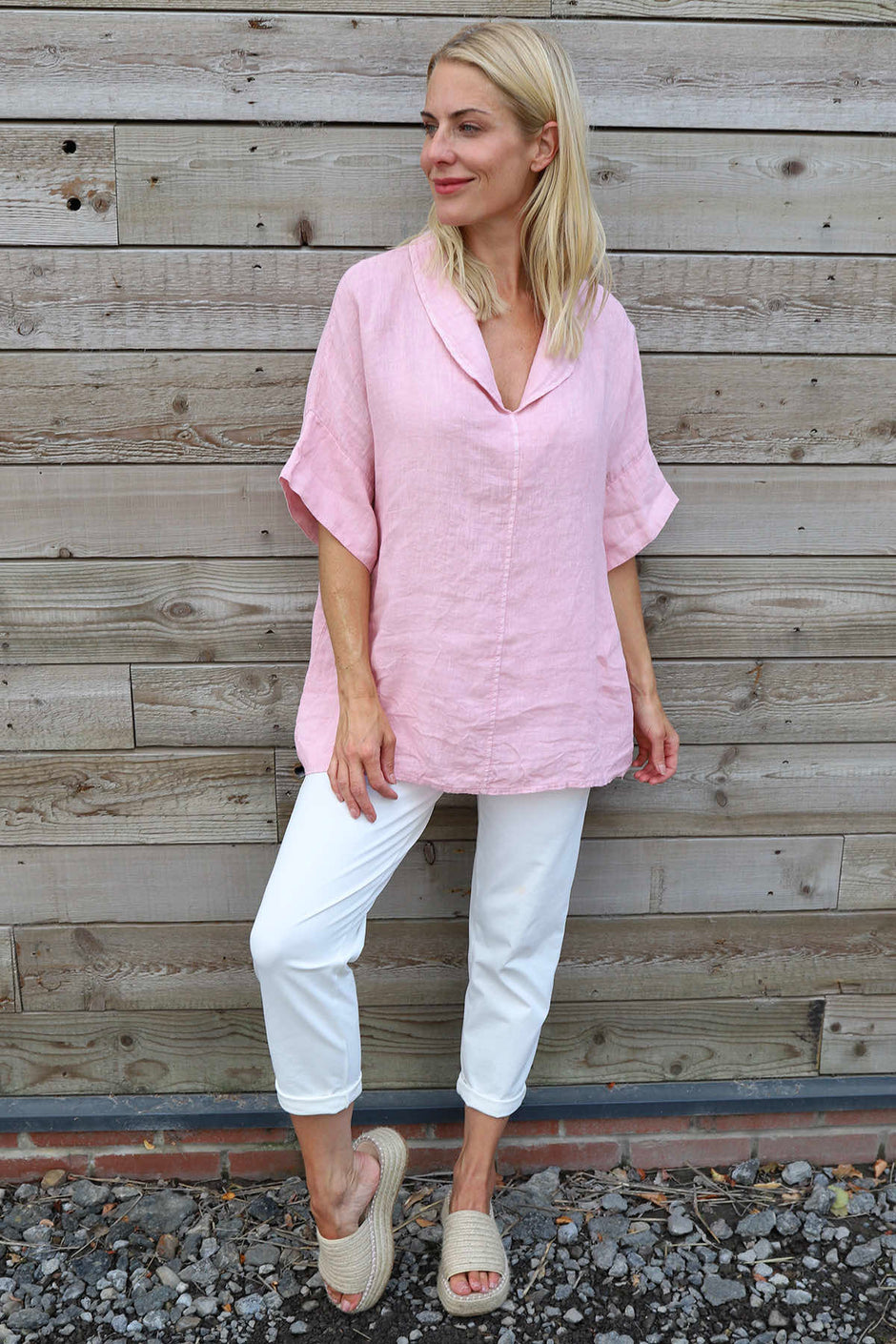 Rebecca Linen Top Pink