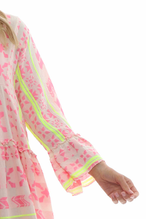 Kirsten Print Cotton Dress Pink - Image 3