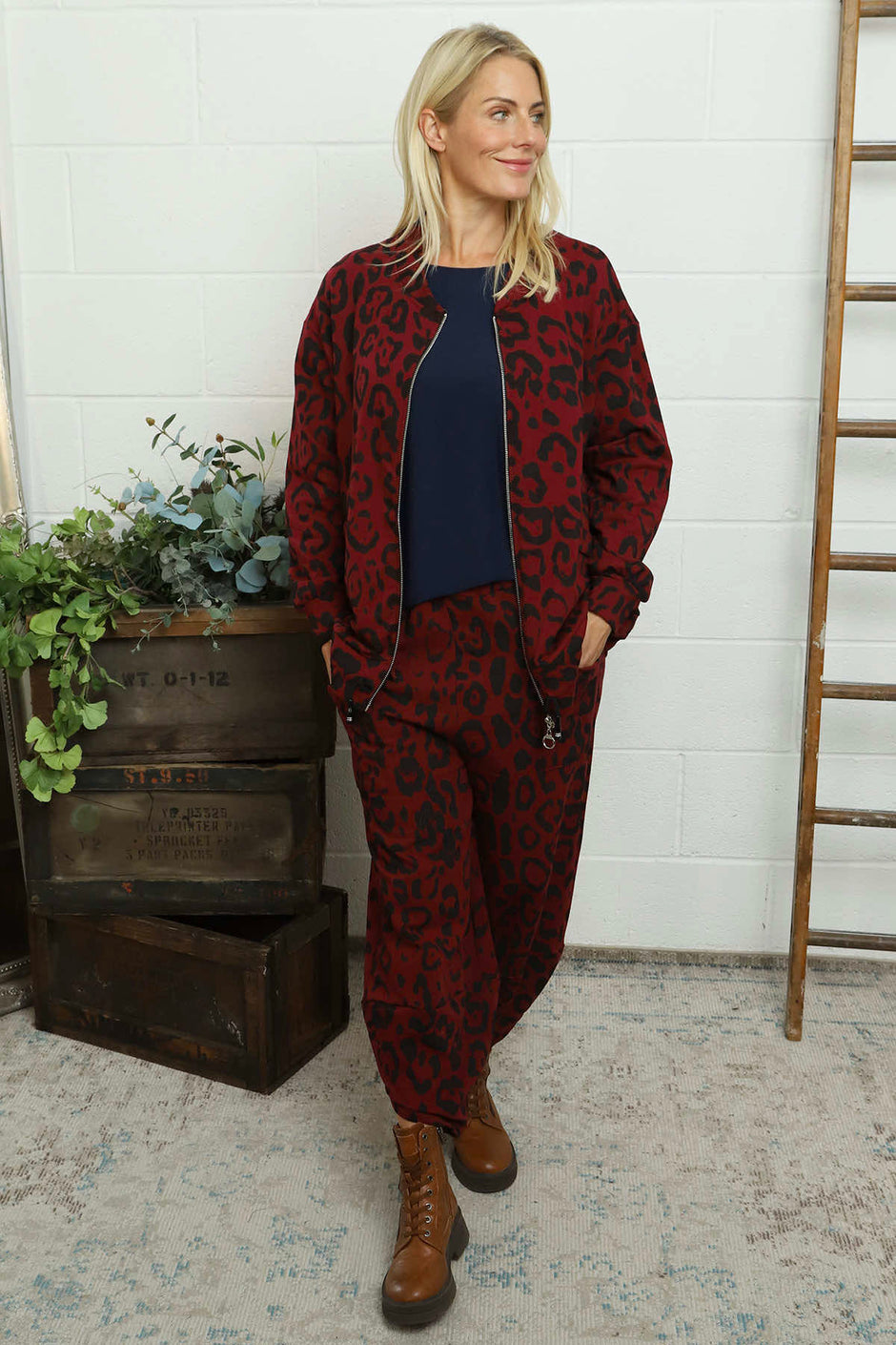 Katana Leopard Cotton Jacket Wine