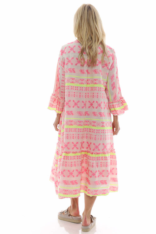 Kirsten Print Cotton Dress Pink - Image 6