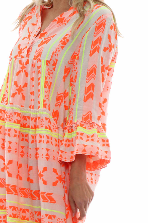 Kirsten Print Cotton Dress Orange - Image 4