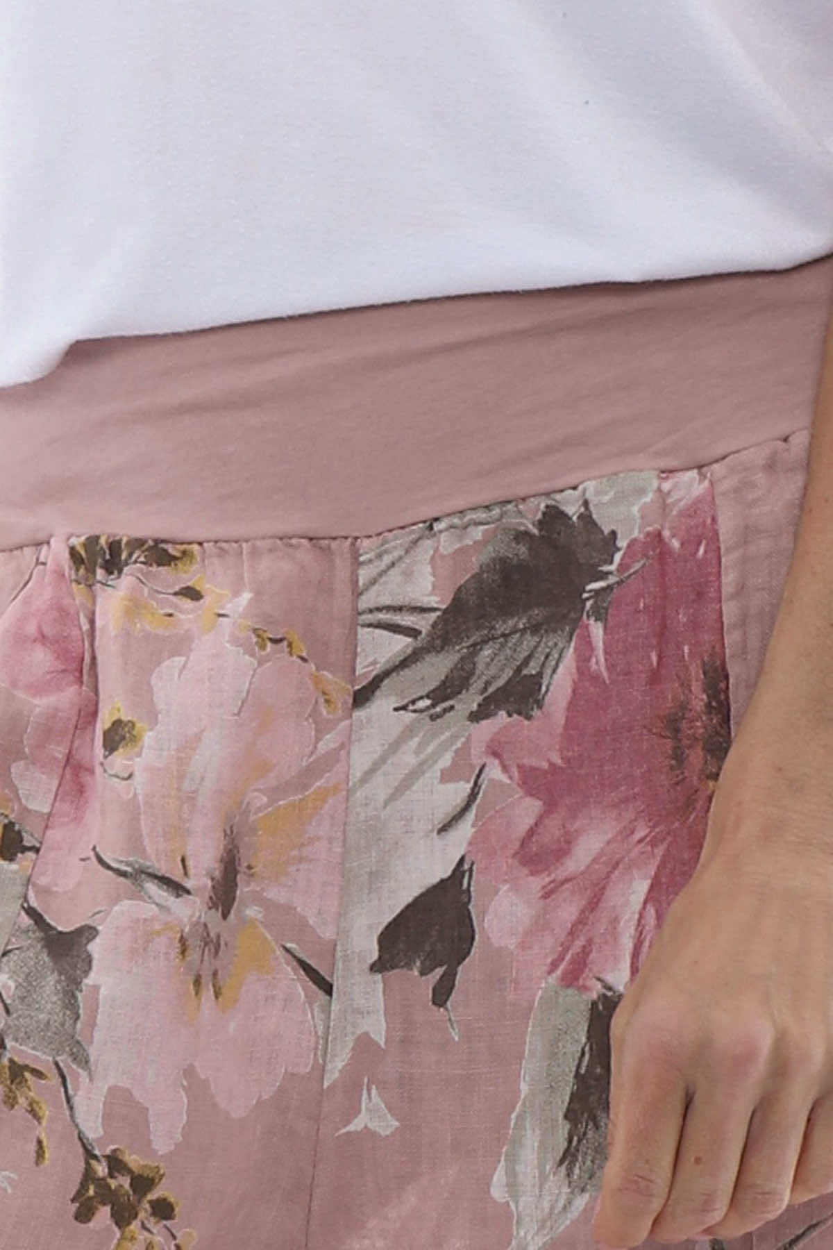 Brietta Floral Linen Trousers Pink