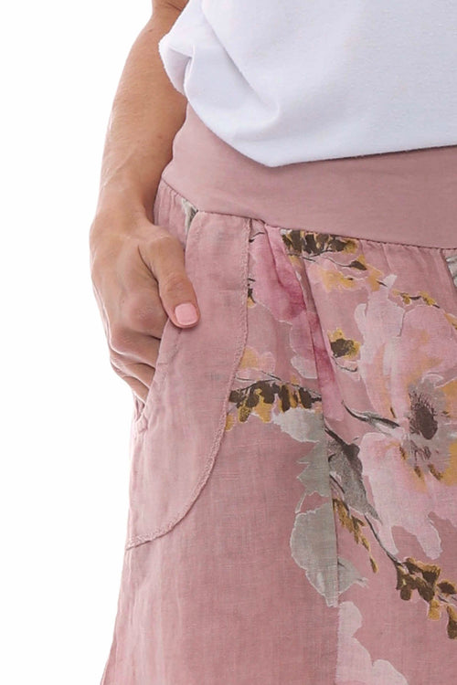 Brietta Floral Linen Trousers Pink - Image 4