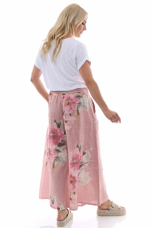 Brietta Floral Linen Trousers Pink - Image 6