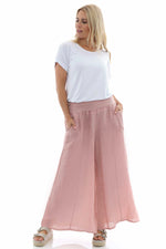 Brietta Linen Trousers Pink Pink - Brietta Linen Trousers Pink