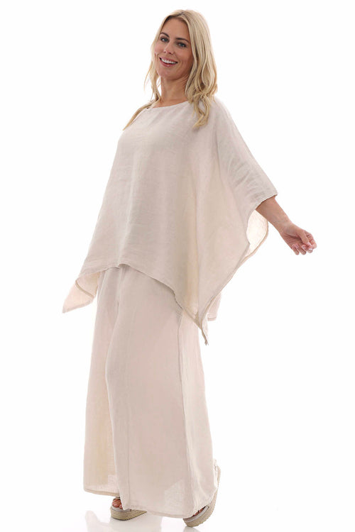 Melina Batwing Linen Top Stone - Image 8