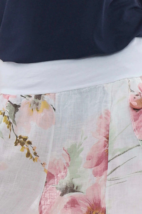 Brietta Floral Linen Trousers White - Image 4