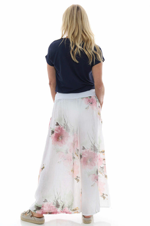 Brietta Floral Linen Trousers White - Image 5