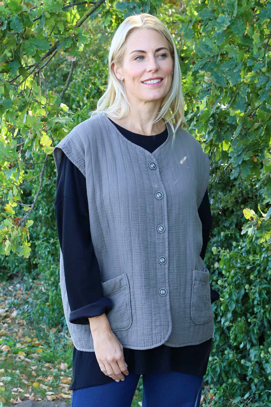 Agatha Cotton Padded Gilet Mocha