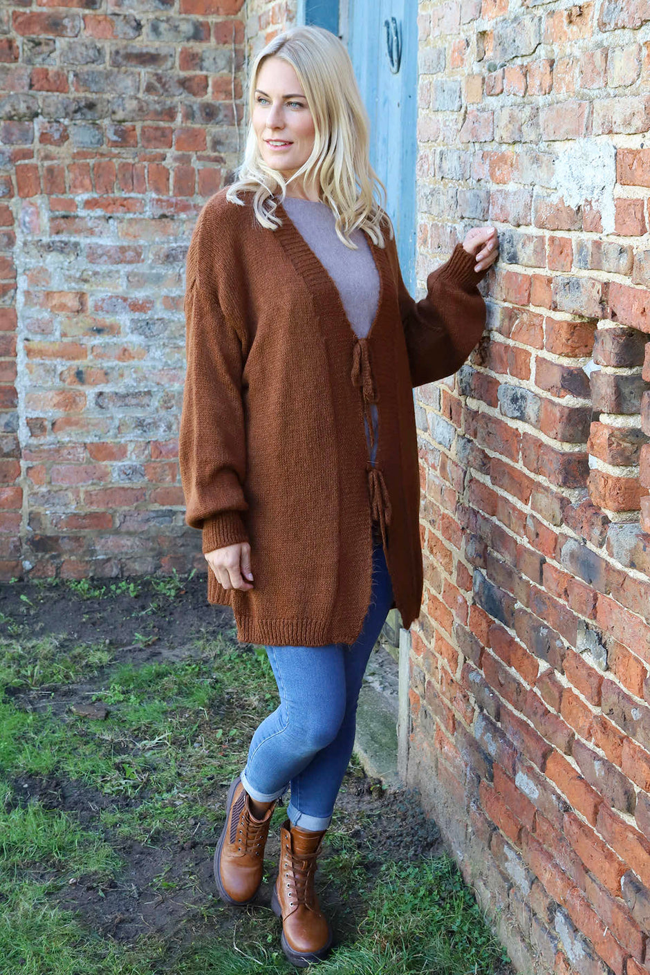 Brooklyn Tie Knitted Cardigan Nutmeg