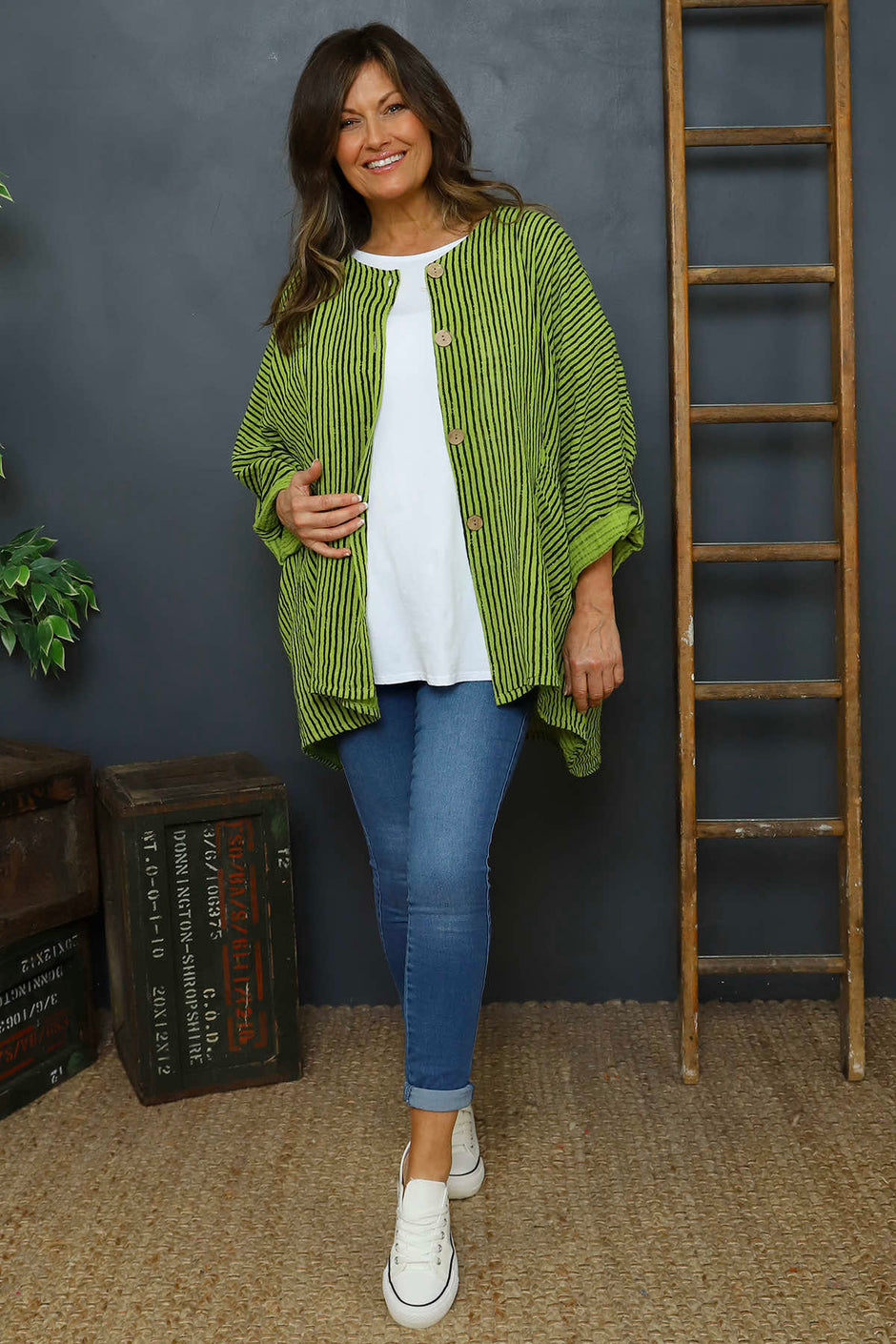 Carlota Stripe Linen Jacket Olive