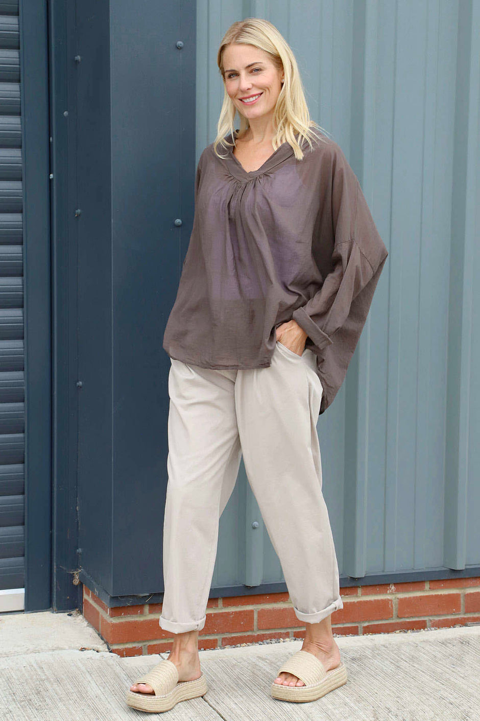 Bethany Cotton Trousers Stone