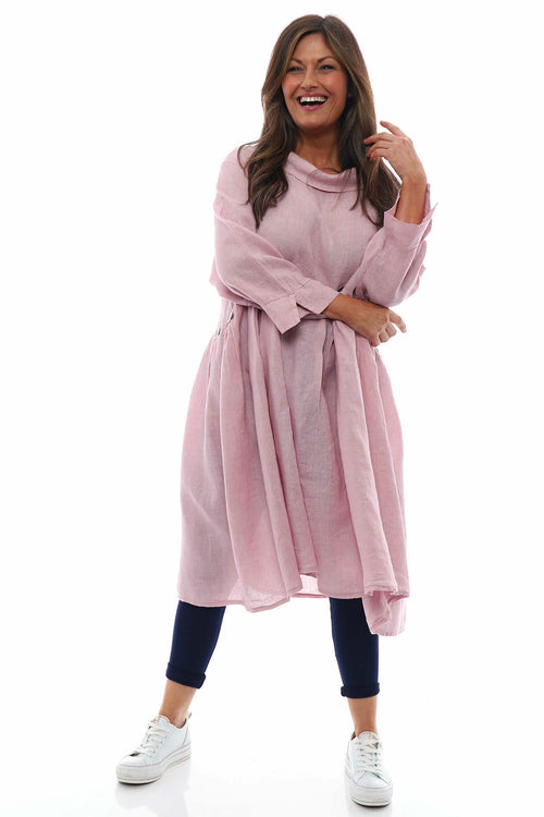 Cromer Button Detail Linen Dress Pink - Image 5