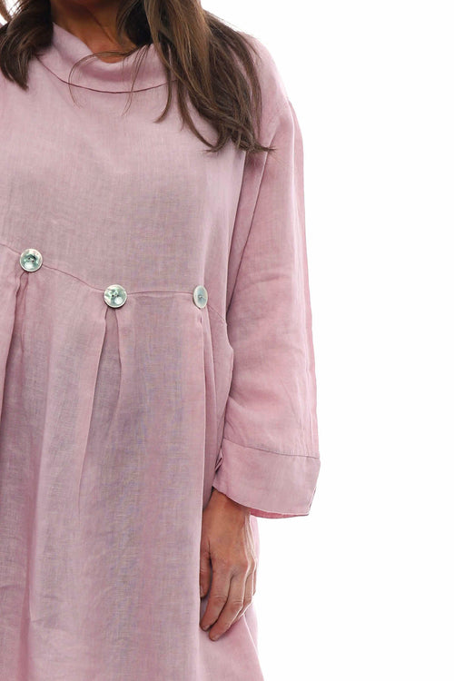 Cromer Button Detail Linen Dress Pink - Image 6