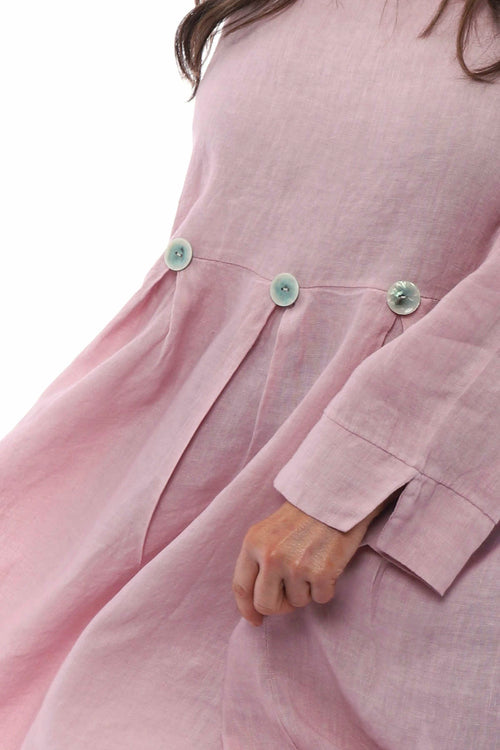 Cromer Button Detail Linen Dress Pink - Image 7