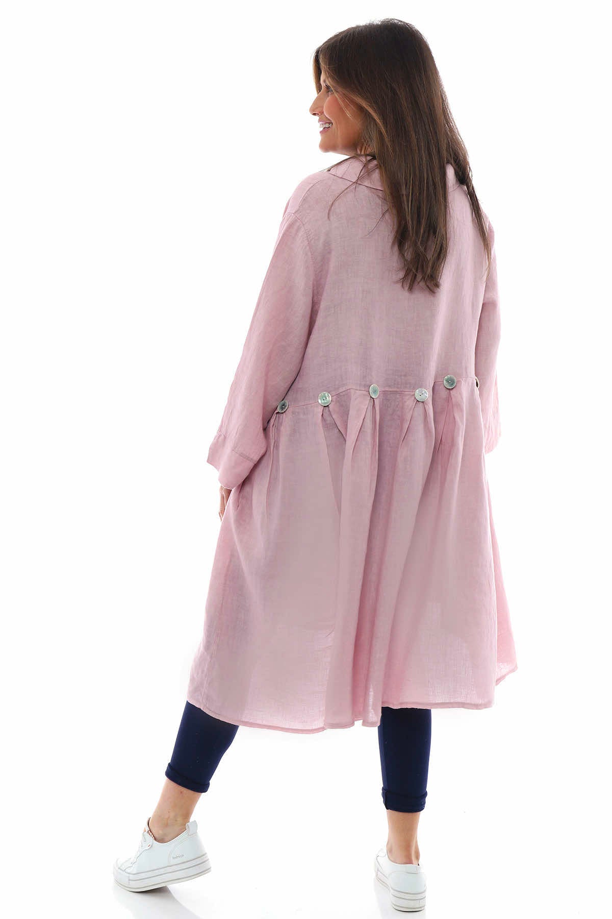Cromer Button Detail Linen Dress Pink