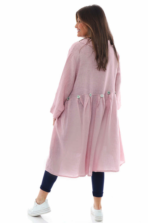 Cromer Button Detail Linen Dress Pink - Image 8