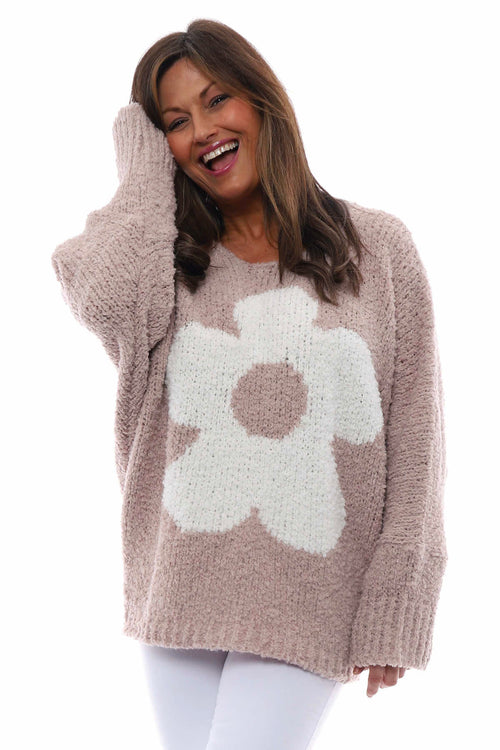 Daisy Boucle Knitted Jumper Mauve - Image 1