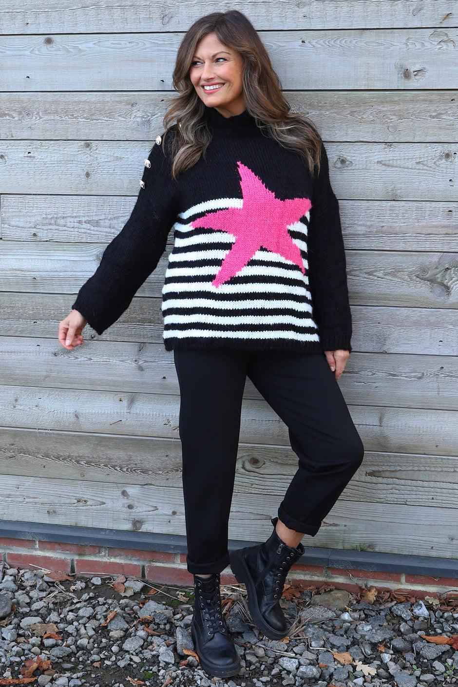 Agata Star Knitted Jumper Black
