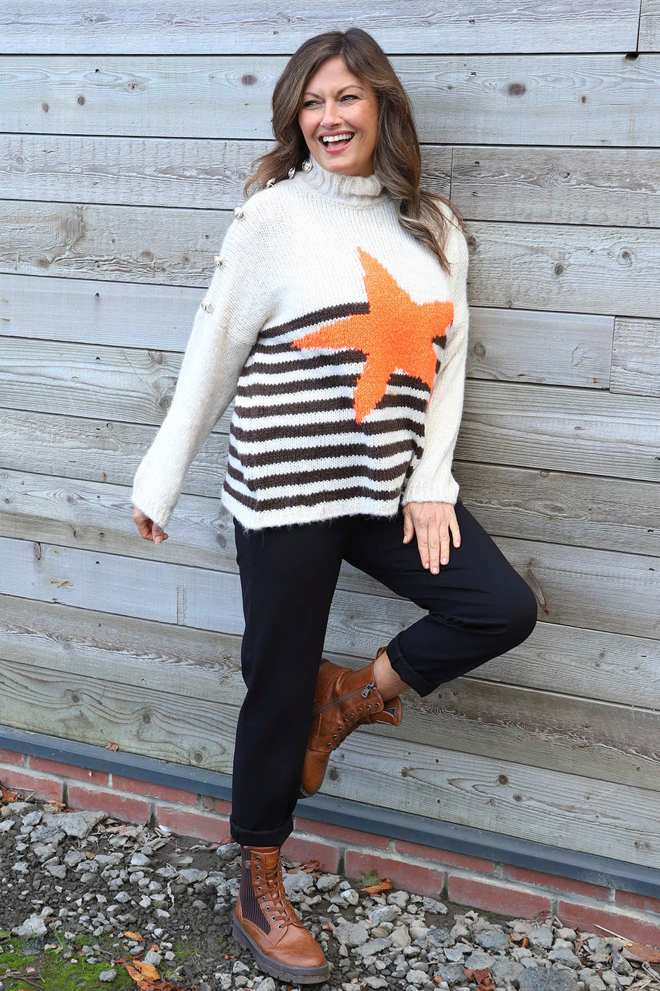 Agata Star Knitted Jumper Stone