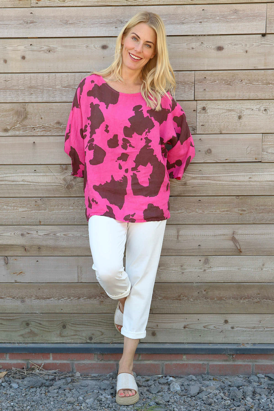 Vicki Nashville Linen Top Fuchsia