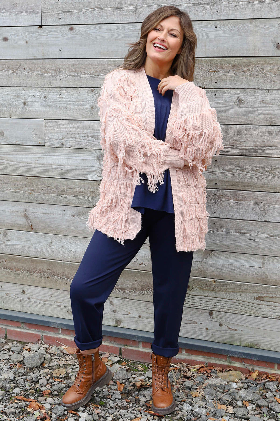 Caitlin Tassel Knitted Cardigan Pink