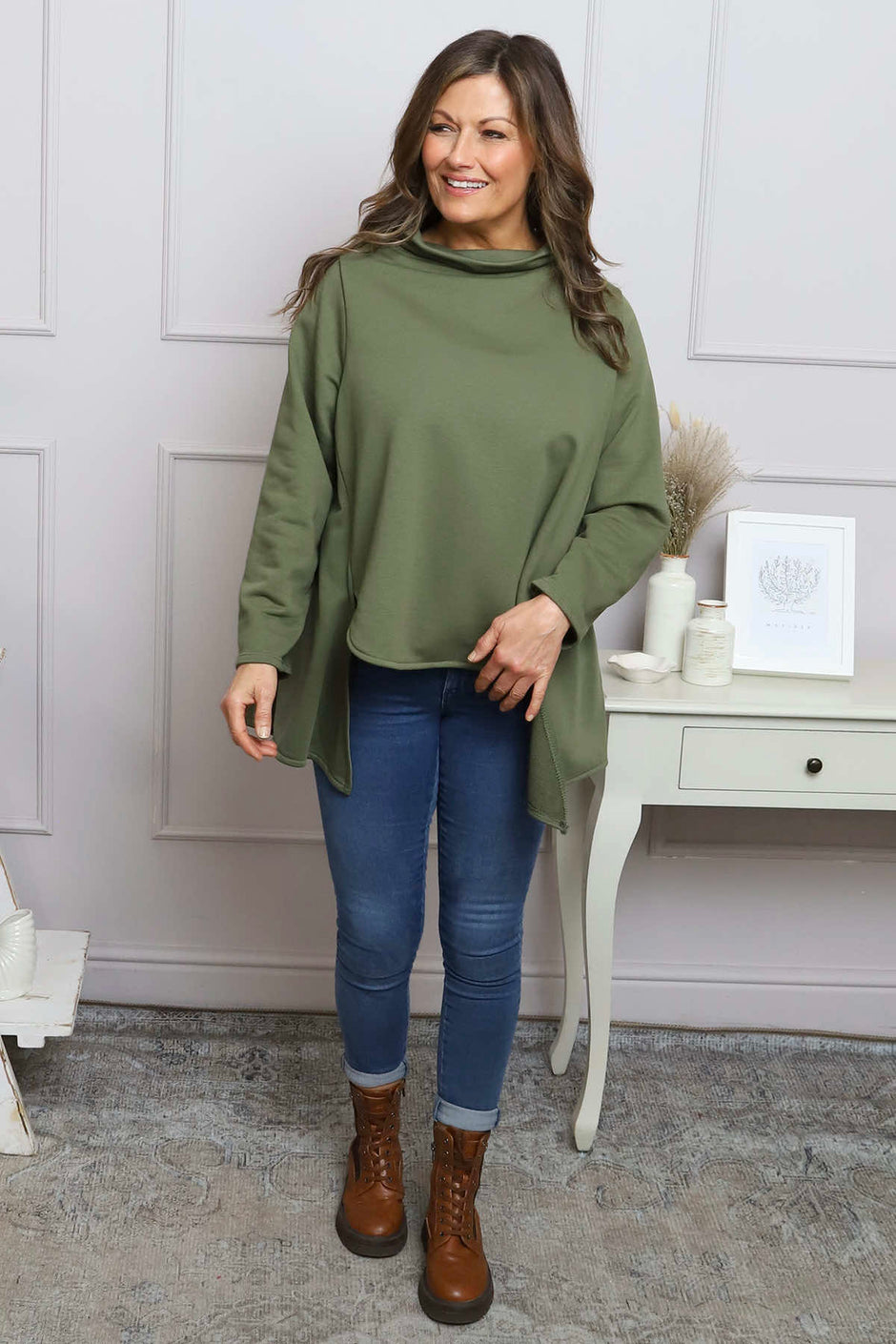 Courtney Cotton Top Khaki
